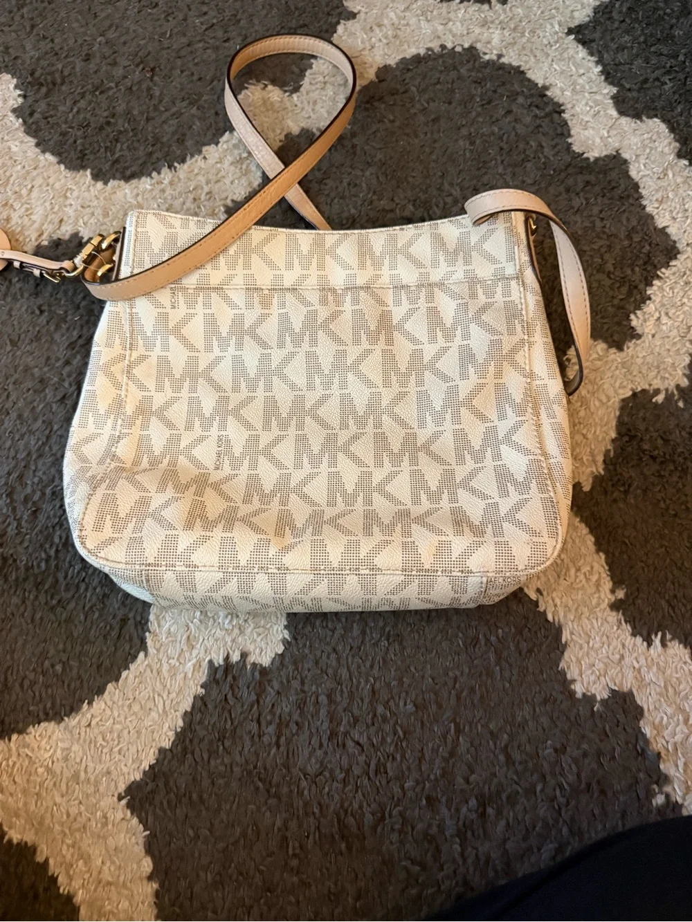 Michael Kors Cream Logo Crossbody with Gold Hardware